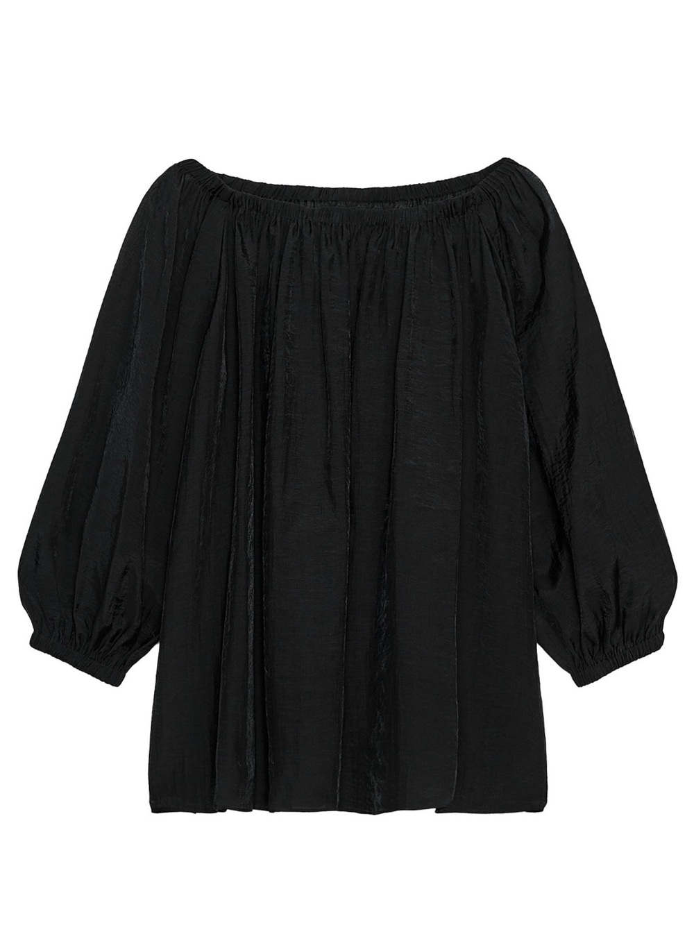 Zara Black Off-Shoulder Peasant Blouse